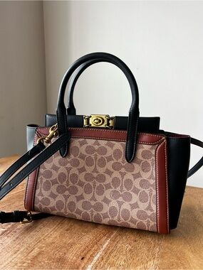 COACH Troupe Carryall in Signature Canvas Leather Tan Rust Multi Vintage
